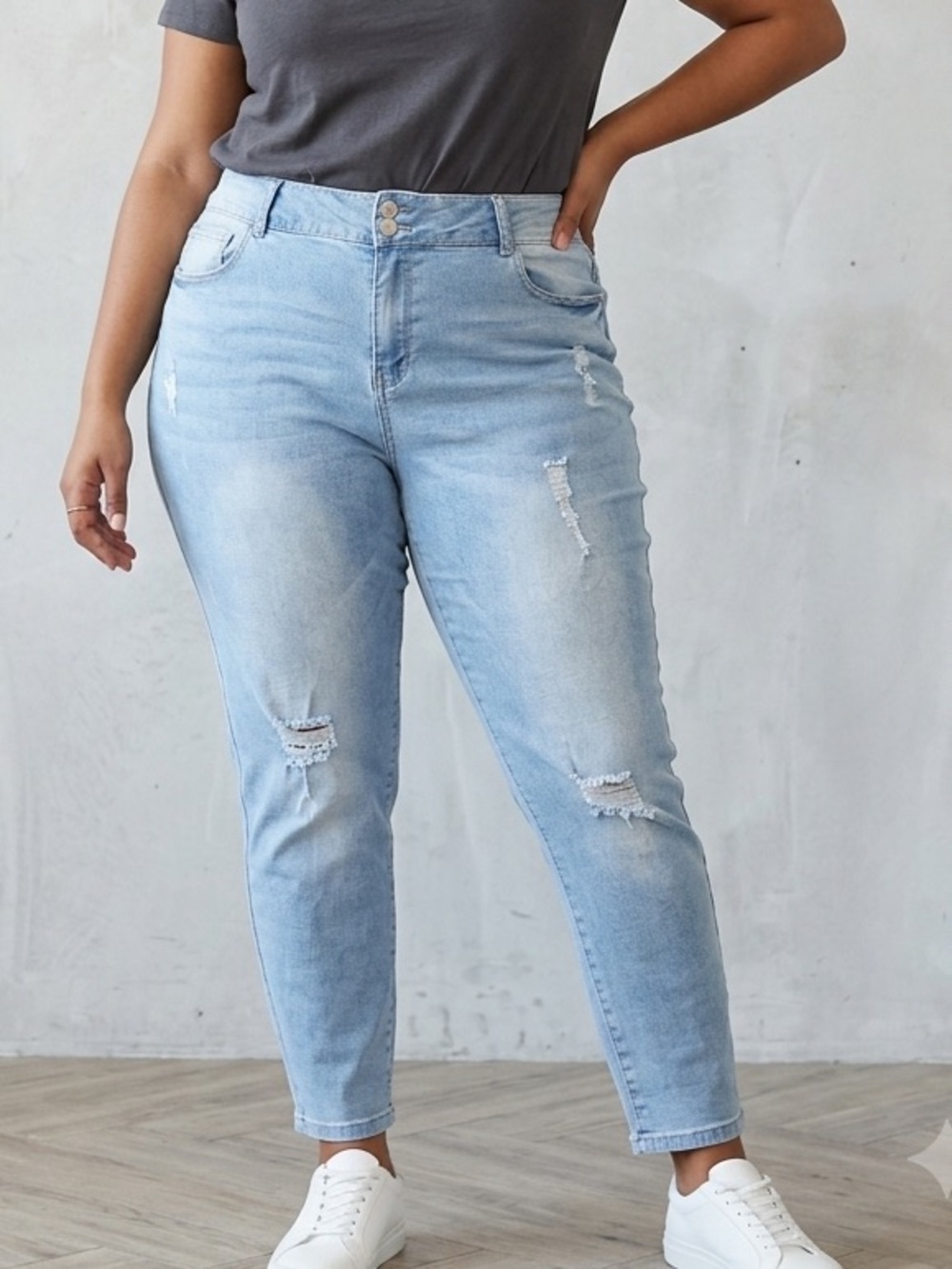 Honey & Bristie Light Blue Distressed Women's High Waist Jeans